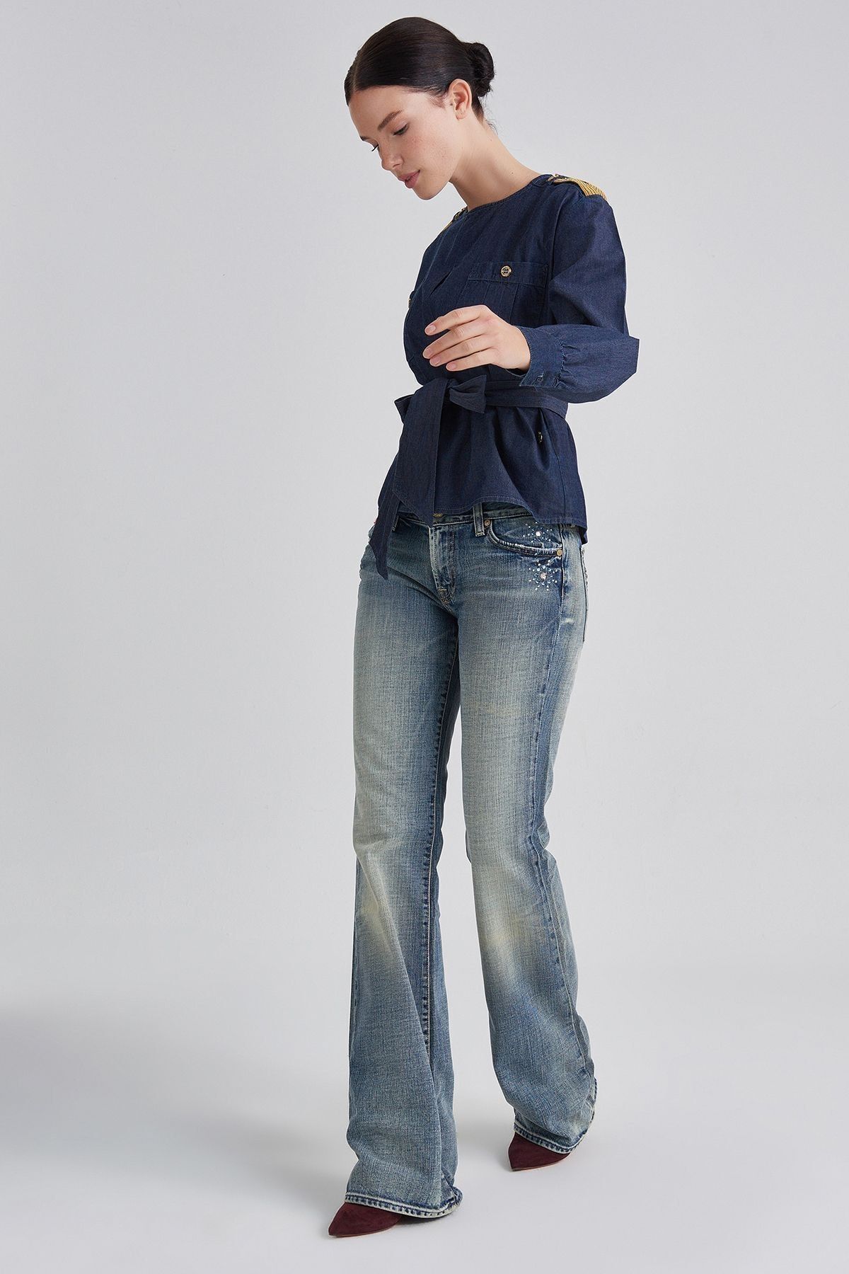 7 For All Mankind Kadın İspanyol Paça Jeans - 13