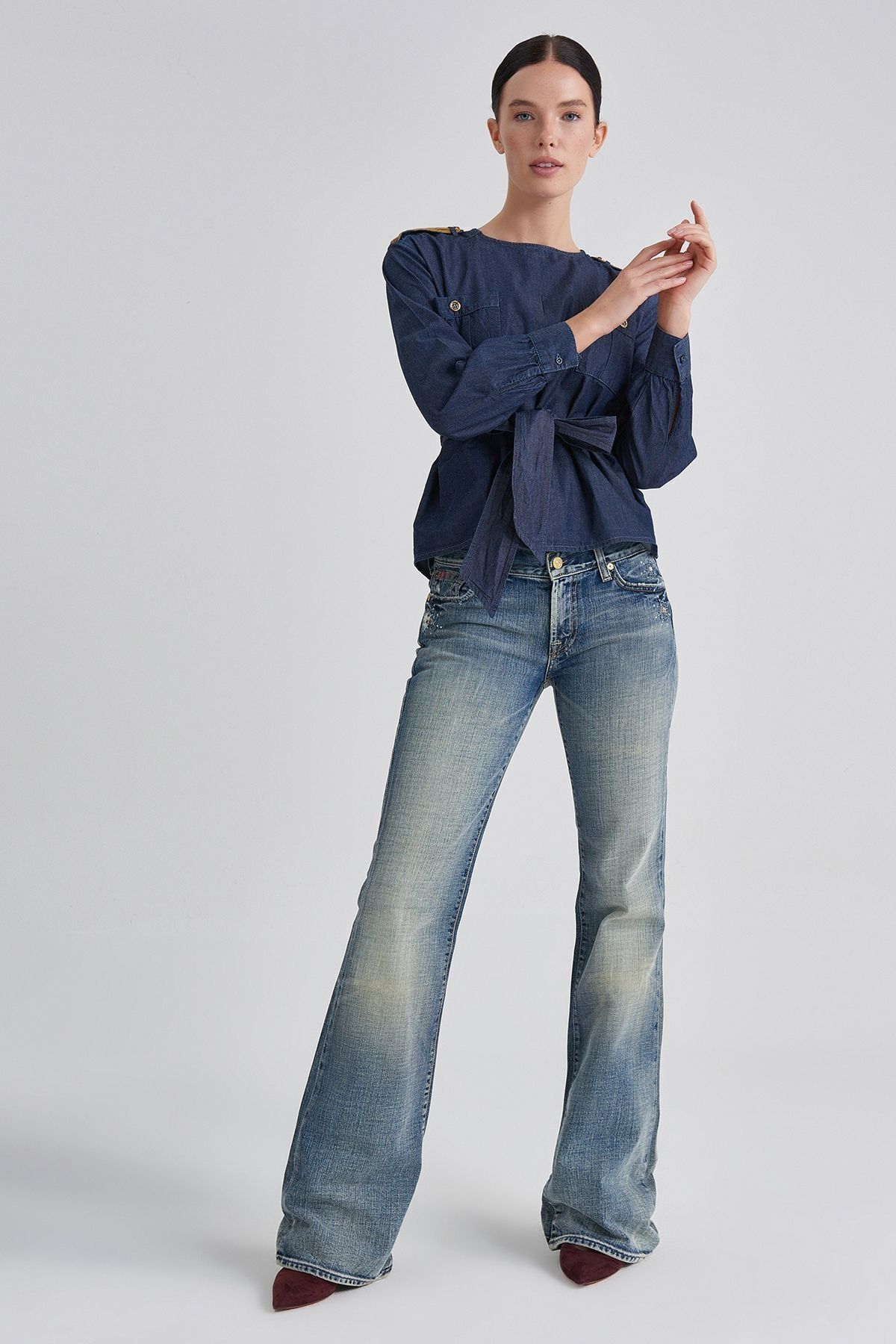7 For All Mankind Kadın İspanyol Paça Jeans - 14