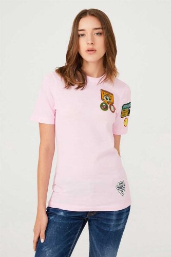 Armalı Bisiklet Yaka Kadın T-Shirt - 1