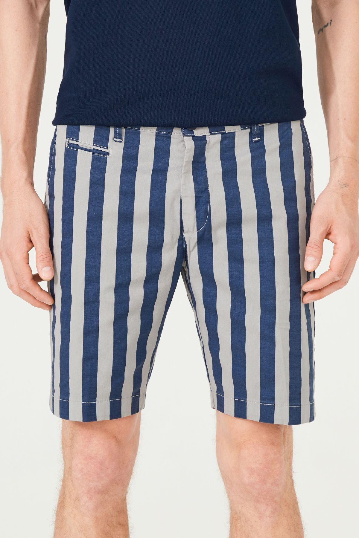Armata Di Mare Erkek Çizgili Bermuda Şort - 9