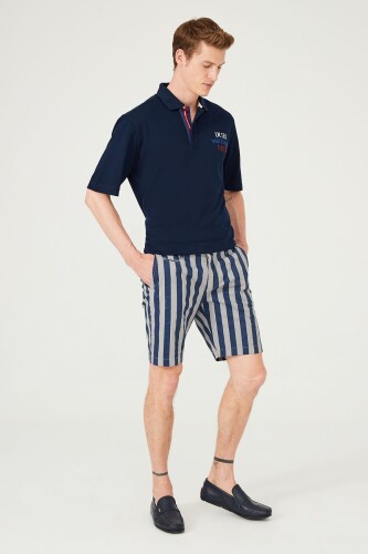 Armata Di Mare Erkek Çizgili Bermuda Şort - 10