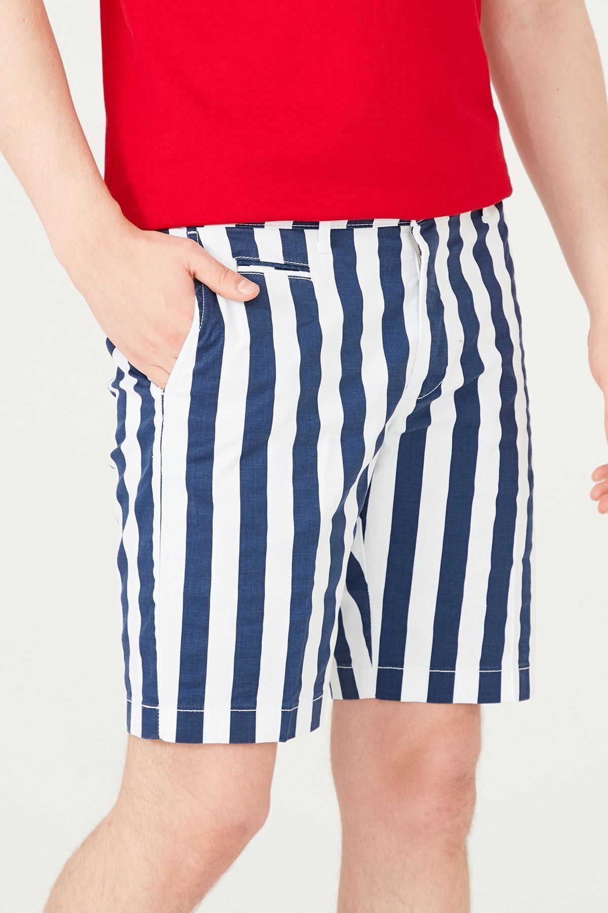 Armata Di Mare Erkek Çizgili Bermuda Şort - 14