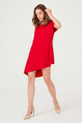 Asimetrik Kesim Kadın Mini Elbise - 2