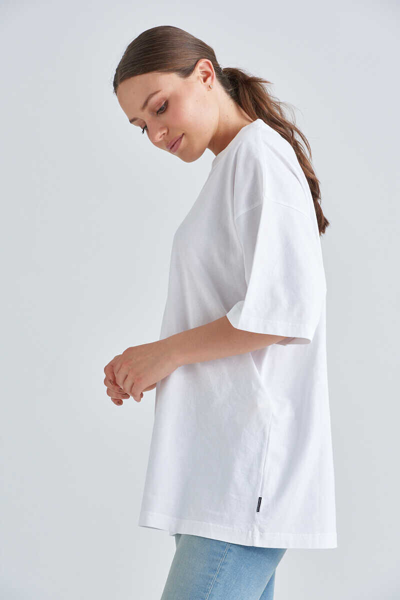 Balaenciaga Arkası Yazılı Kadın Oversize T-Shirt - 8