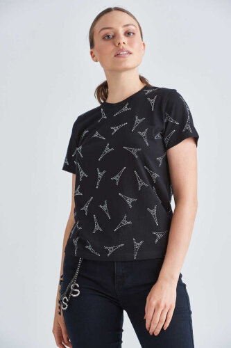 Balenciaga Eyfel Kulesi Desenli Kadın T-Shirt - 3