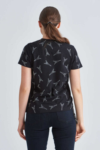 Balenciaga Eyfel Kulesi Desenli Kadın T-Shirt - 4