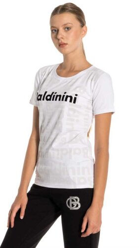 Bisiklet Yaka Kadın Logolu T-Shirt - Baldinini