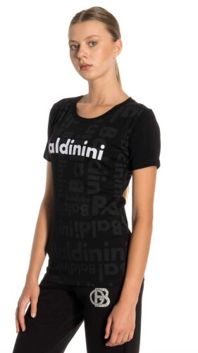 Bisiklet Yaka Kadın Logolu T-Shirt - Baldinini