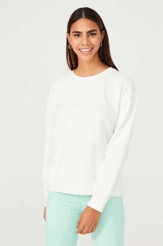 Bisiklet Yaka Kadın Sweatshirt - 1