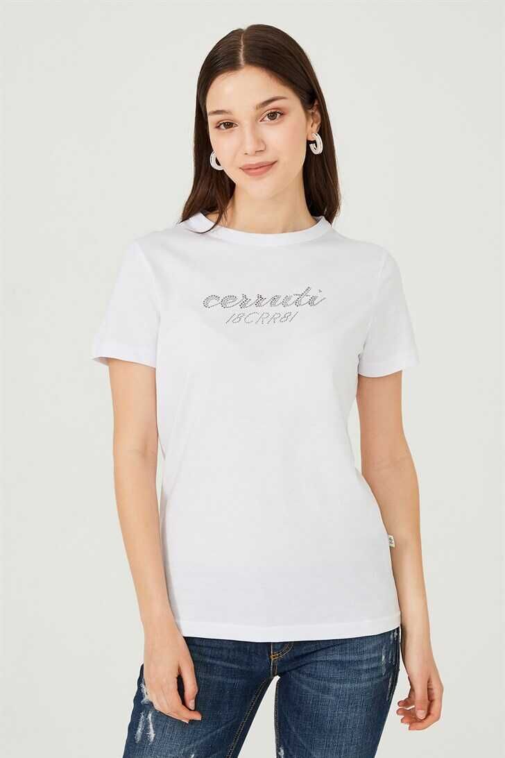 Bisiklet Yaka Kadın T-Shirt - 1