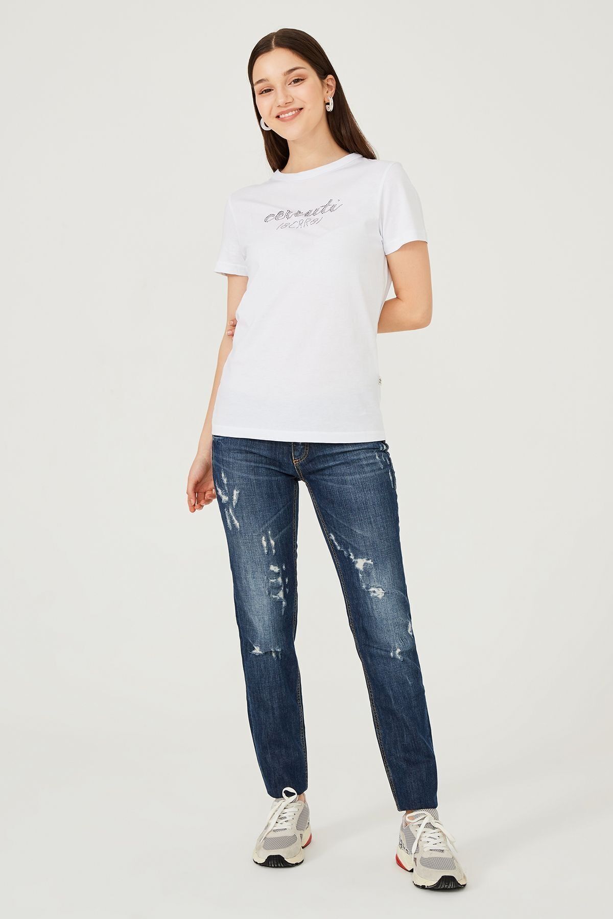 Bisiklet Yaka Kadın T-Shirt - 6