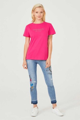 Bisiklet Yaka Kadın T-Shirt - 4