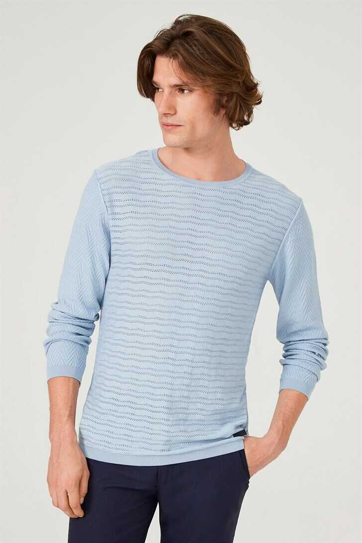 Bisiklet Yaka Uzun Kollu Erkek Triko Kazak - 1