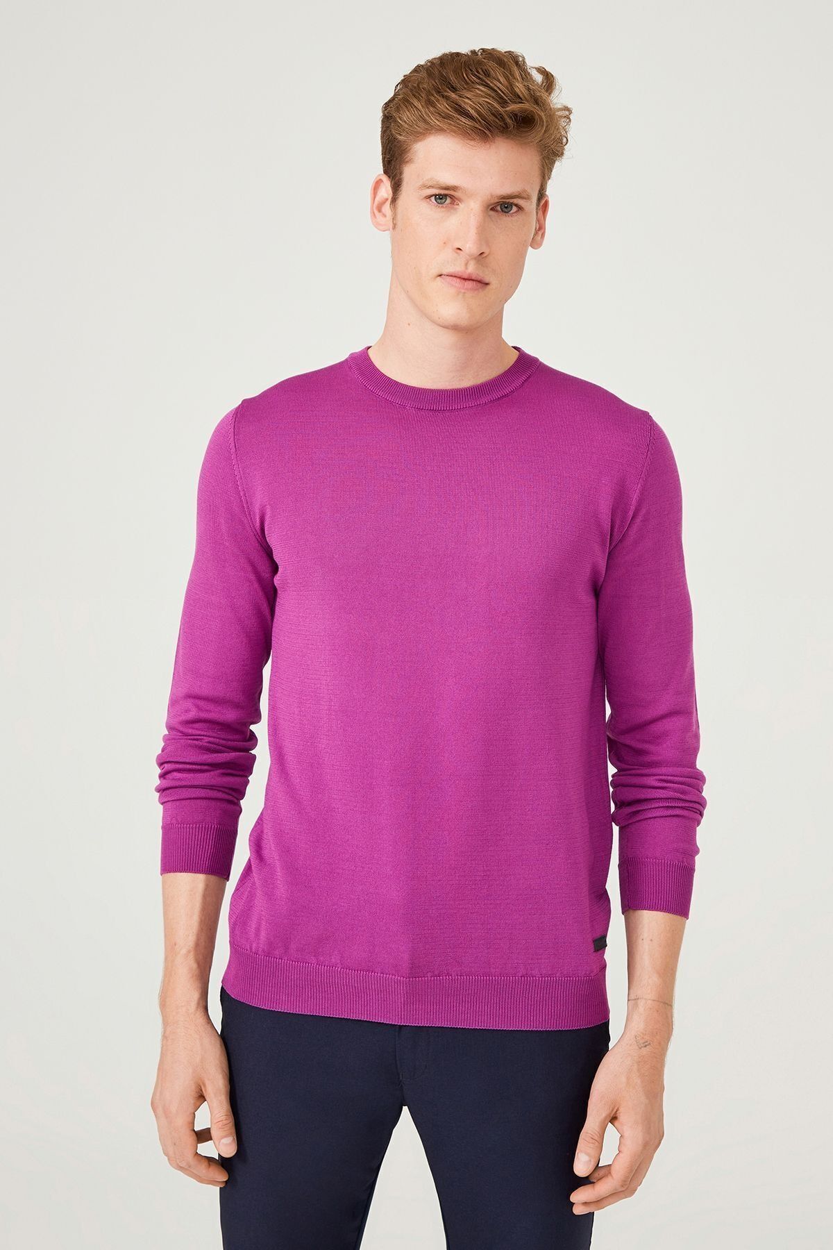 Bisiklet Yaka Uzun Kollu Erkek Triko Kazak - 5