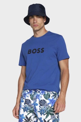 Boss Yazılı Erkek Bisiklet Yaka T-Shirt - Boss