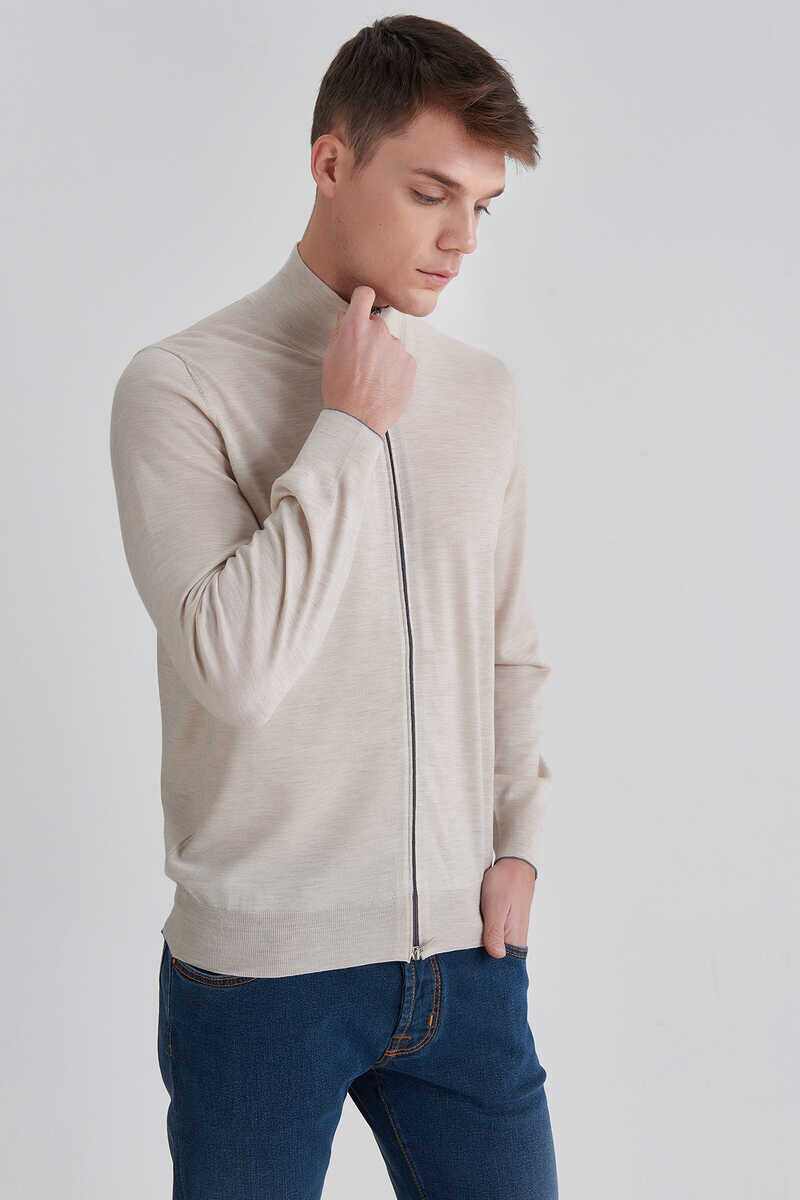 Brunello Cucinelli Erkek Fermuarlı Yün Hırka - 3