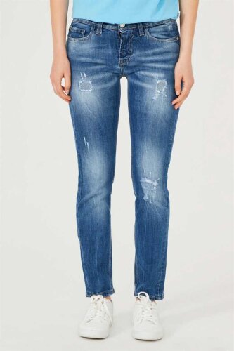 Dar Paça Normal Bel Kadın Jeans - 4