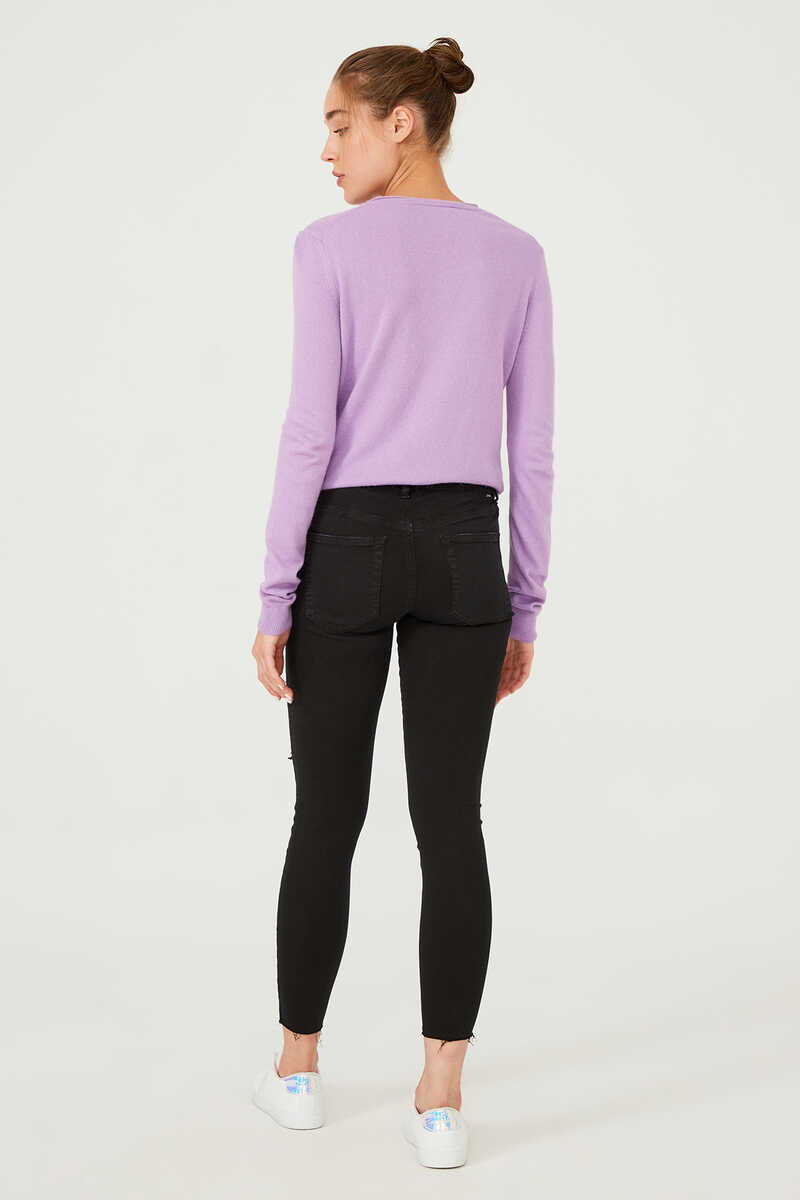 Dar Paça Yırtık Detaylı Jean Pantolon - 4