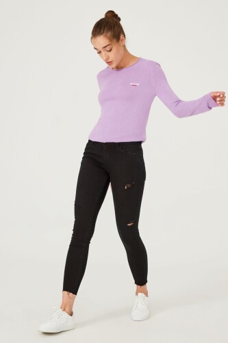 Dar Paça Yırtık Detaylı Jean Pantolon - 7