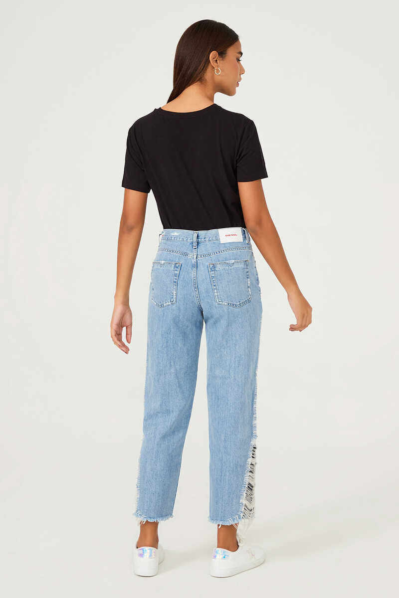 Diesel Kadın Bol Paça Yırtık Detaylı Jean Pantolon - 3