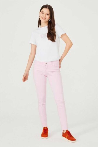 Düşük Bel Dar Paça Kadın Jean Pantolon - 2