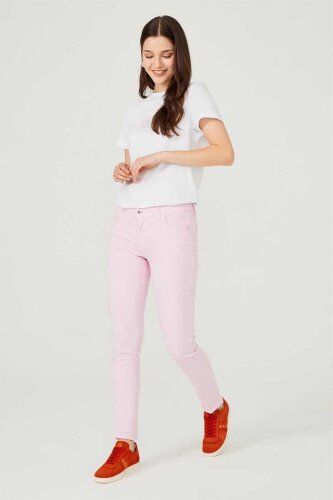 Düşük Bel Dar Paça Kadın Jean Pantolon - 3