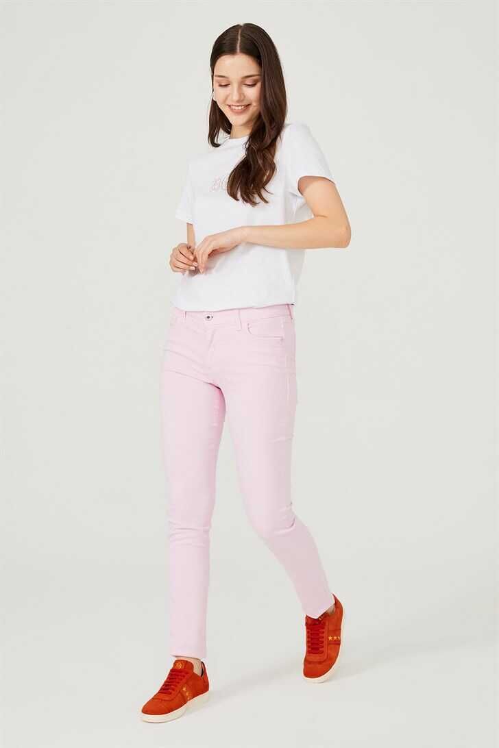 Düşük Bel Dar Paça Kadın Jean Pantolon - 3