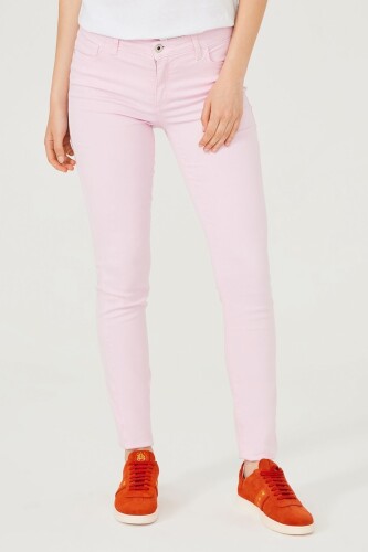 Düşük Bel Dar Paça Kadın Jean Pantolon - 5