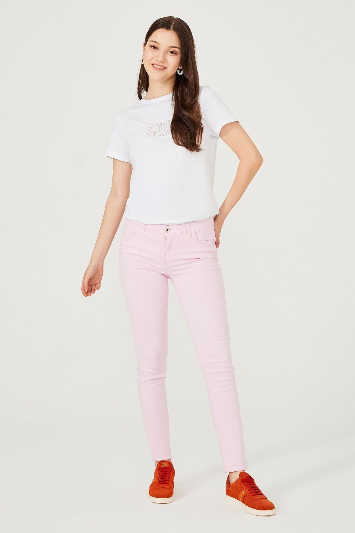 Düşük Bel Dar Paça Kadın Jean Pantolon - 6