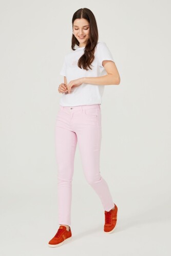 Düşük Bel Dar Paça Kadın Jean Pantolon - 7