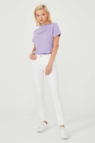 Düşük Bel Dar Paça Kadın Jean Pantolon - 2