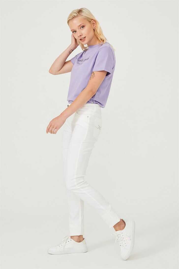 Düşük Bel Dar Paça Kadın Jean Pantolon - 3