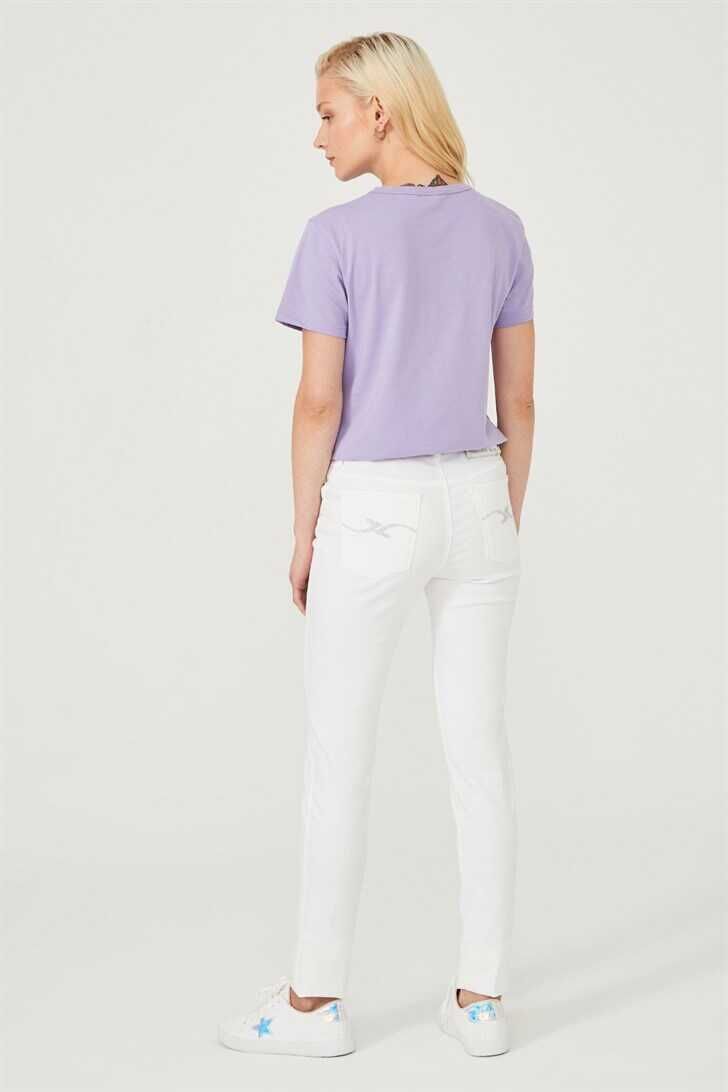 Düşük Bel Dar Paça Kadın Jean Pantolon - 4