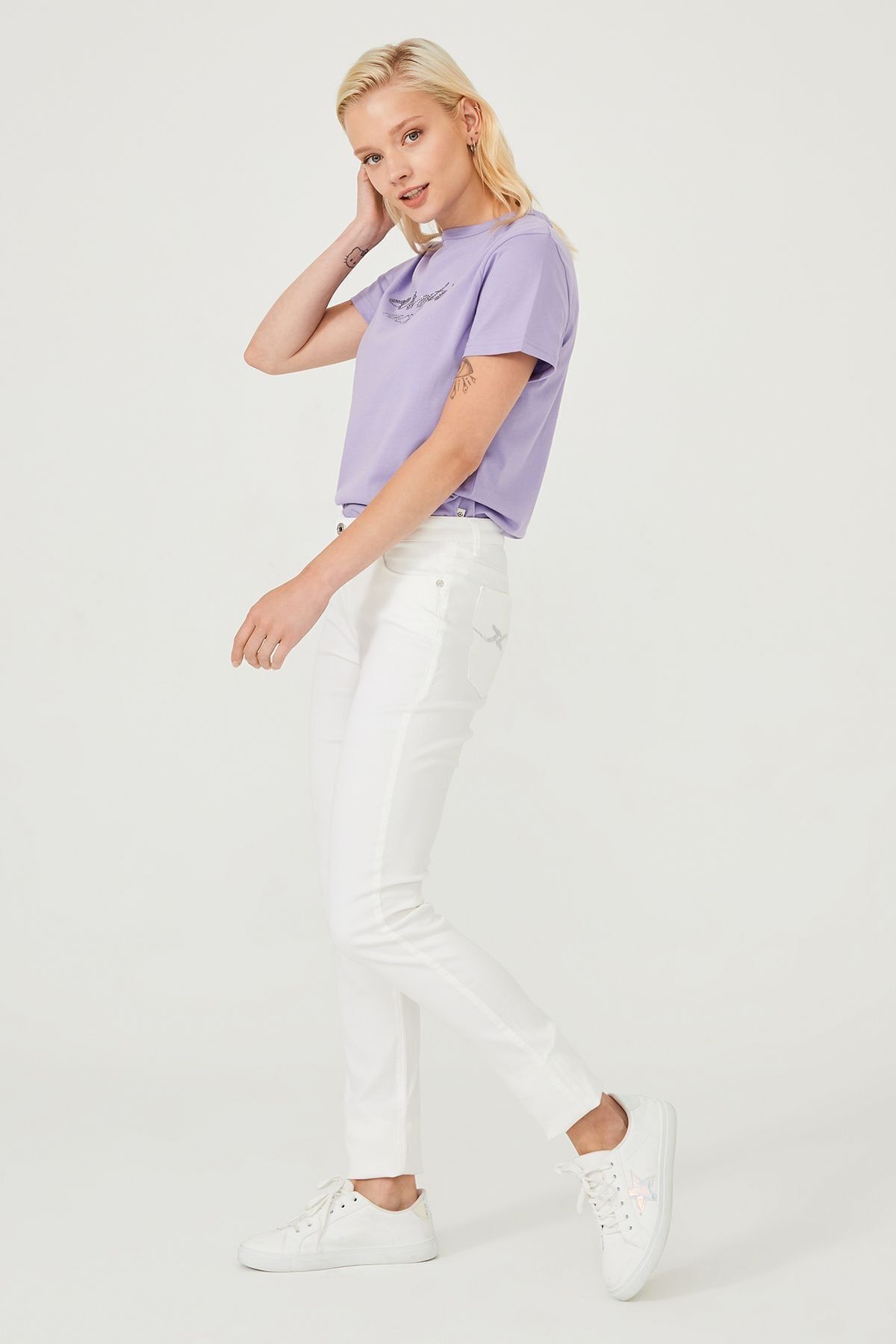 Düşük Bel Dar Paça Kadın Jean Pantolon - 7