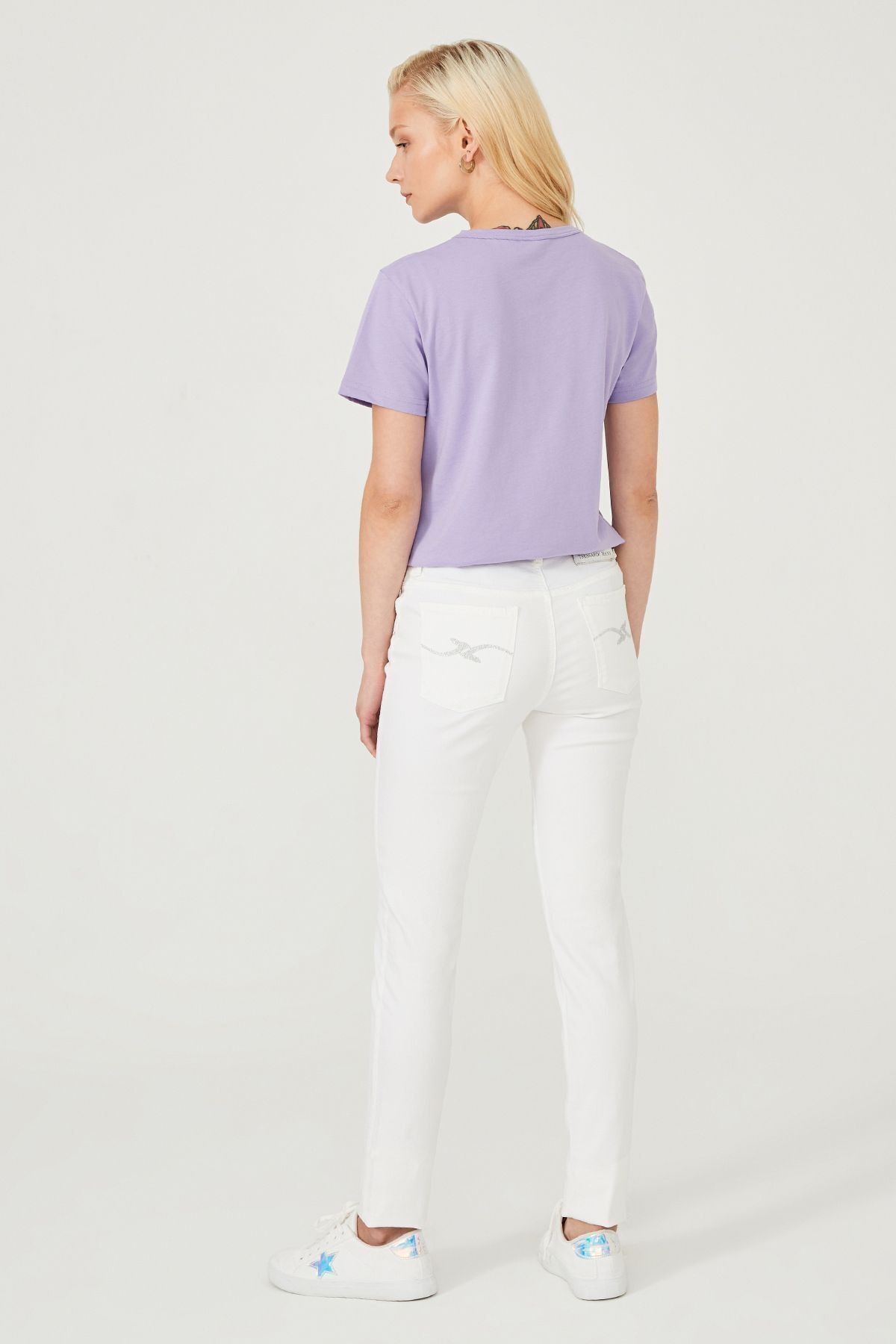 Düşük Bel Dar Paça Kadın Jean Pantolon - 8