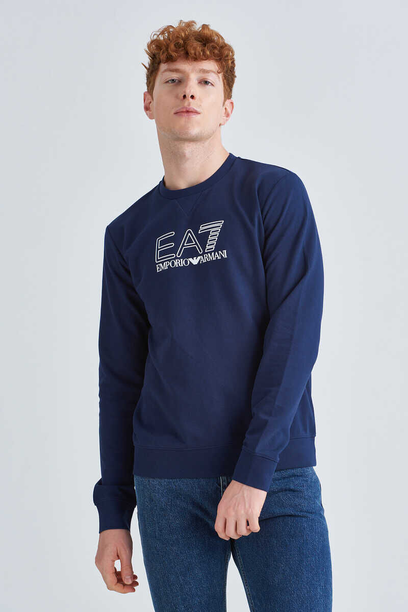 EA7 Logolu Bisiklet Yaka Erkek Sweatshirt - 1