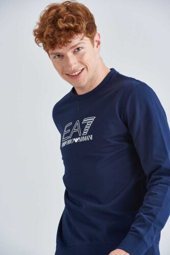 EA7 Logolu Bisiklet Yaka Erkek Sweatshirt - 3