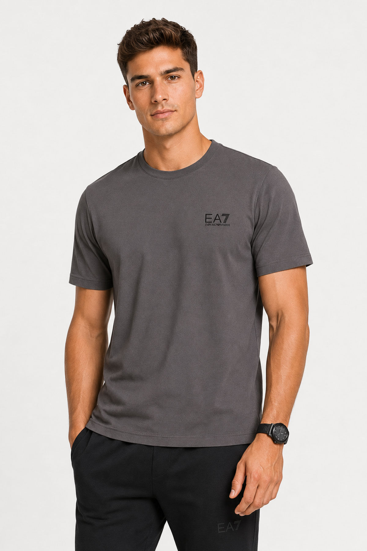 Emporio Armani Bisiklet Yaka Erkek Logolu T-Shirt - 1