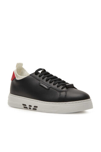 Emporio Armani Erkek Bağcıklı Deri Sneaker - 1