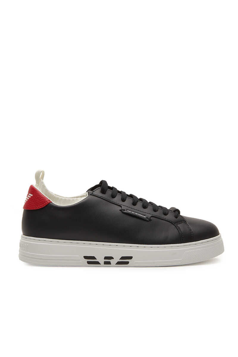 Emporio Armani Erkek Bağcıklı Deri Sneaker - 2
