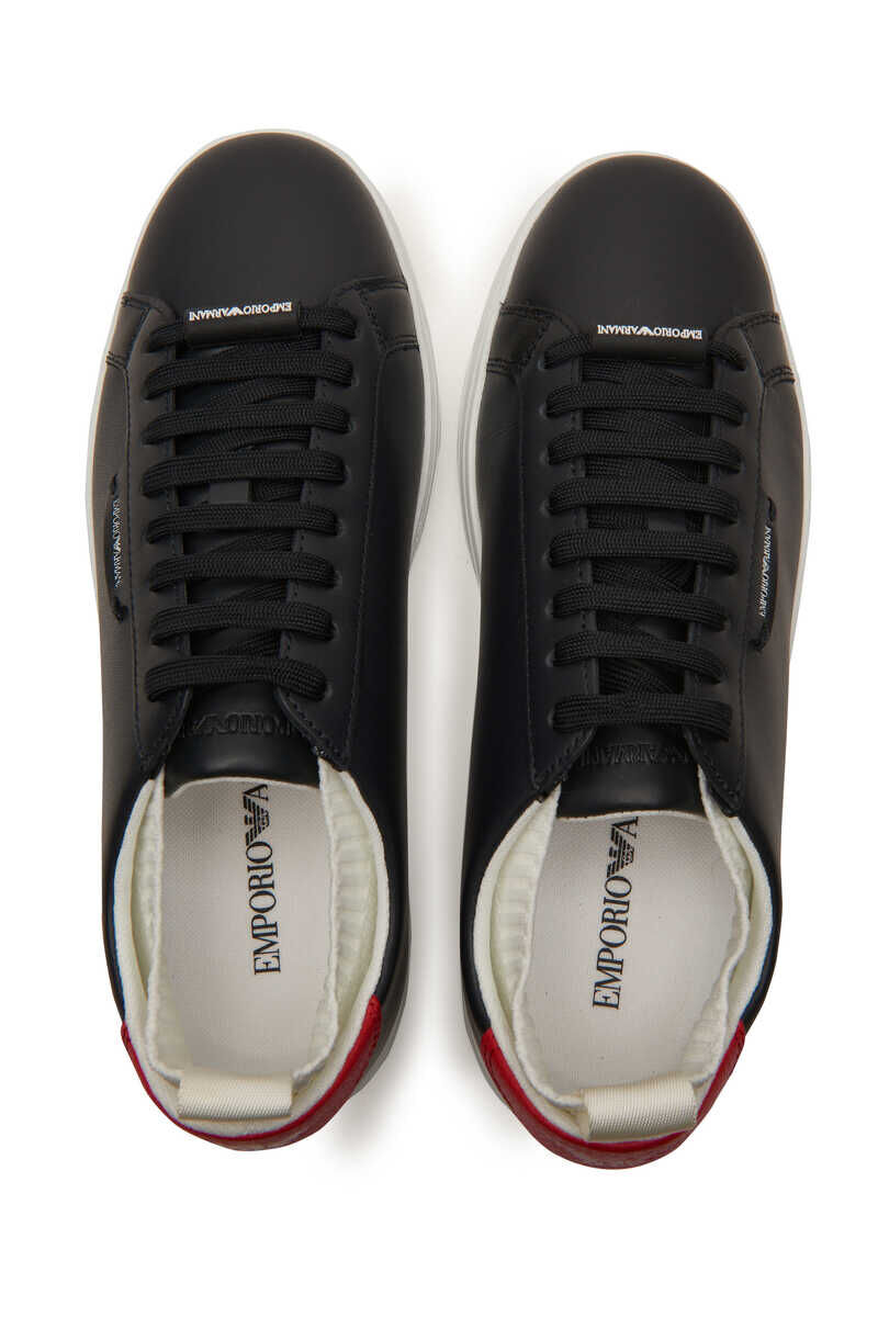 Emporio Armani Erkek Bağcıklı Deri Sneaker - 3