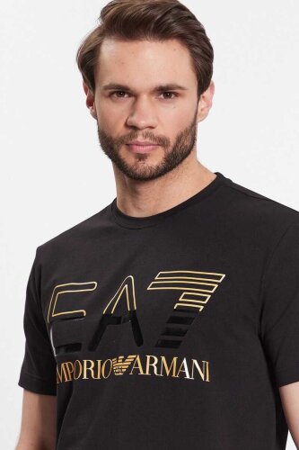 Emporio Armani Erkek Logolu Bisiklet Yaka T-Shirt - 5