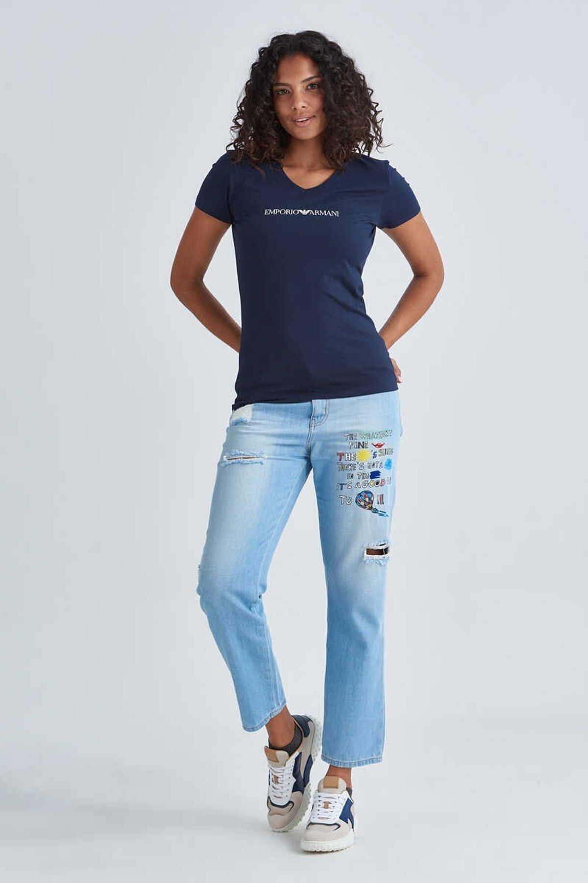 Emporio Armani Kadın Bisiklet Yaka T-Shirt - 6