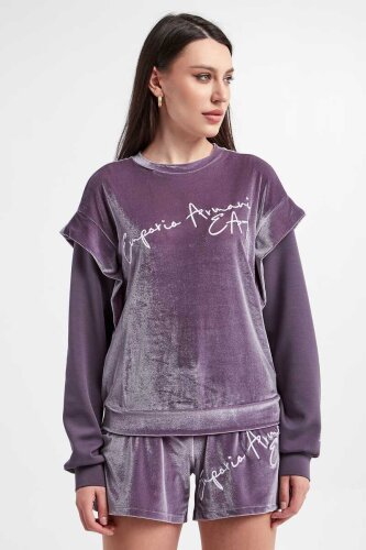 Emporio Armani Kadın Kadife Sweatshirt - 6