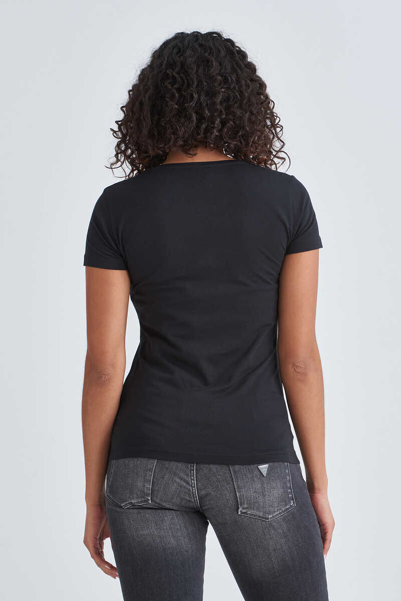 Emporio Armani Kadın Logolu Bisiklet Yaka T-Shirt - 3