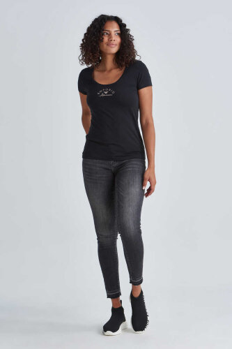 Emporio Armani Kadın Logolu Bisiklet Yaka T-Shirt - 5