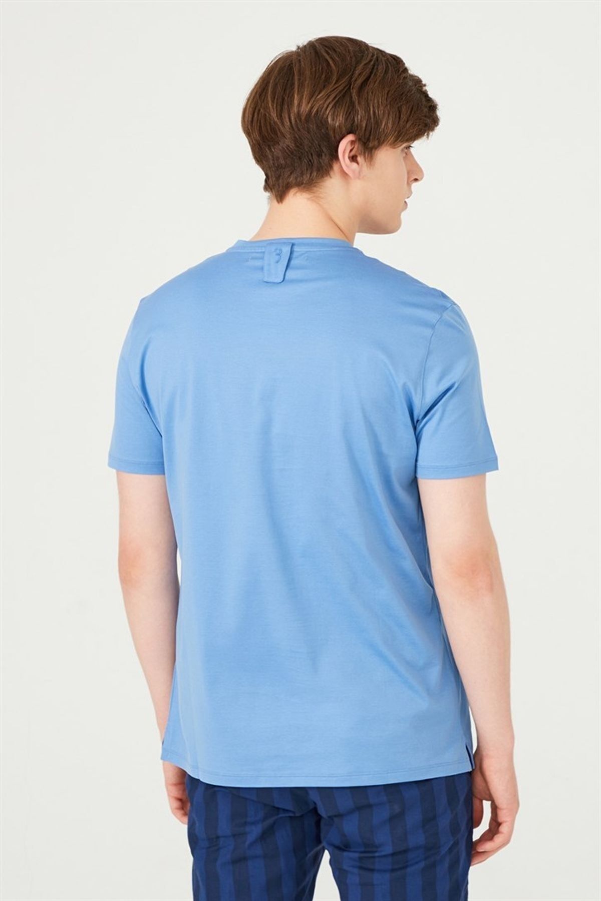 Erkek Bisiklet Yaka Kısa Kollu T-Shirt - 8