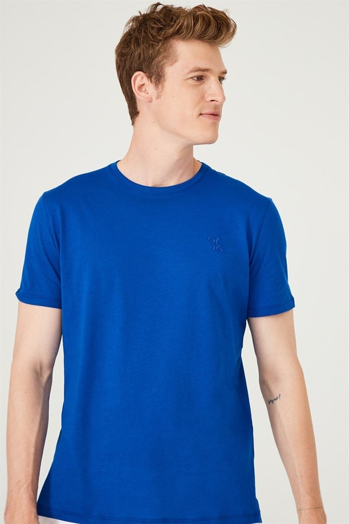 Erkek Bisiklet Yaka Kısa Kollu T-Shirt - 5