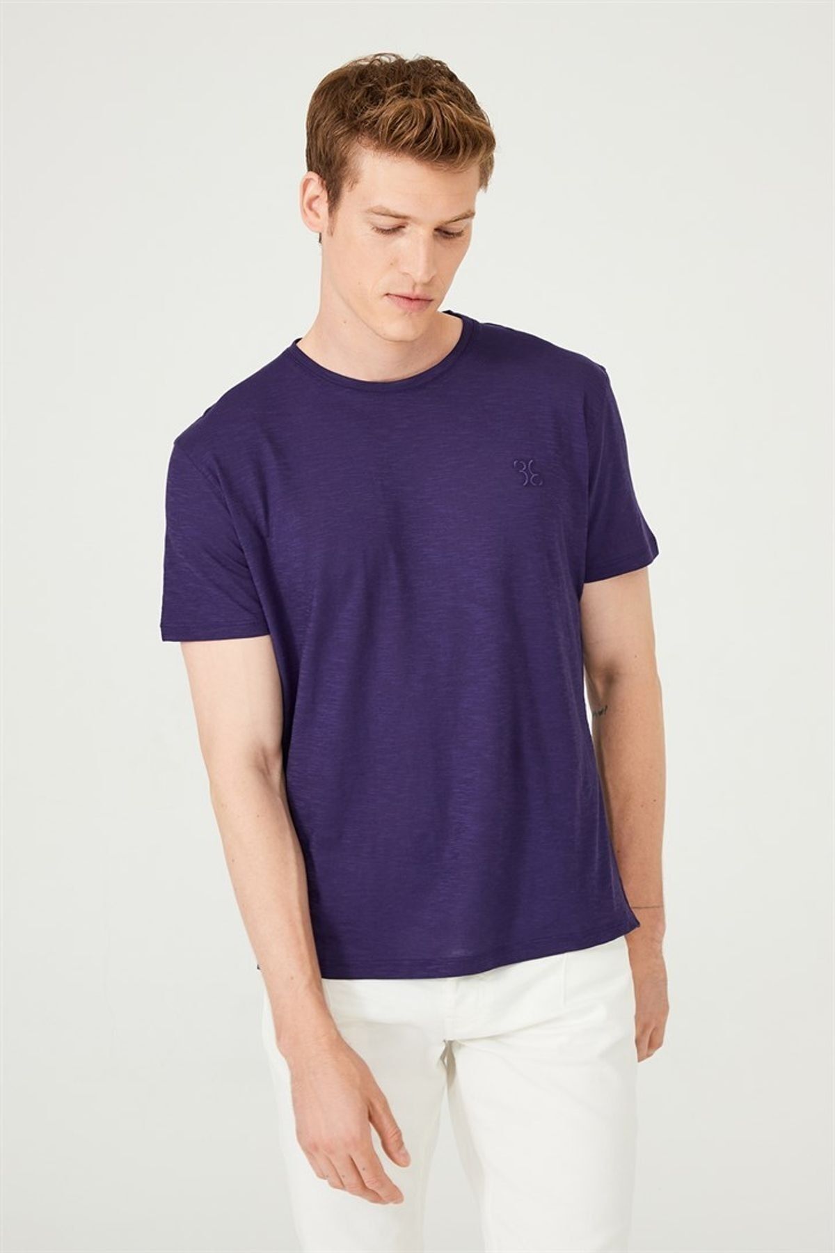 Erkek Bisiklet Yaka Kısa Kollu T-Shirt - 6