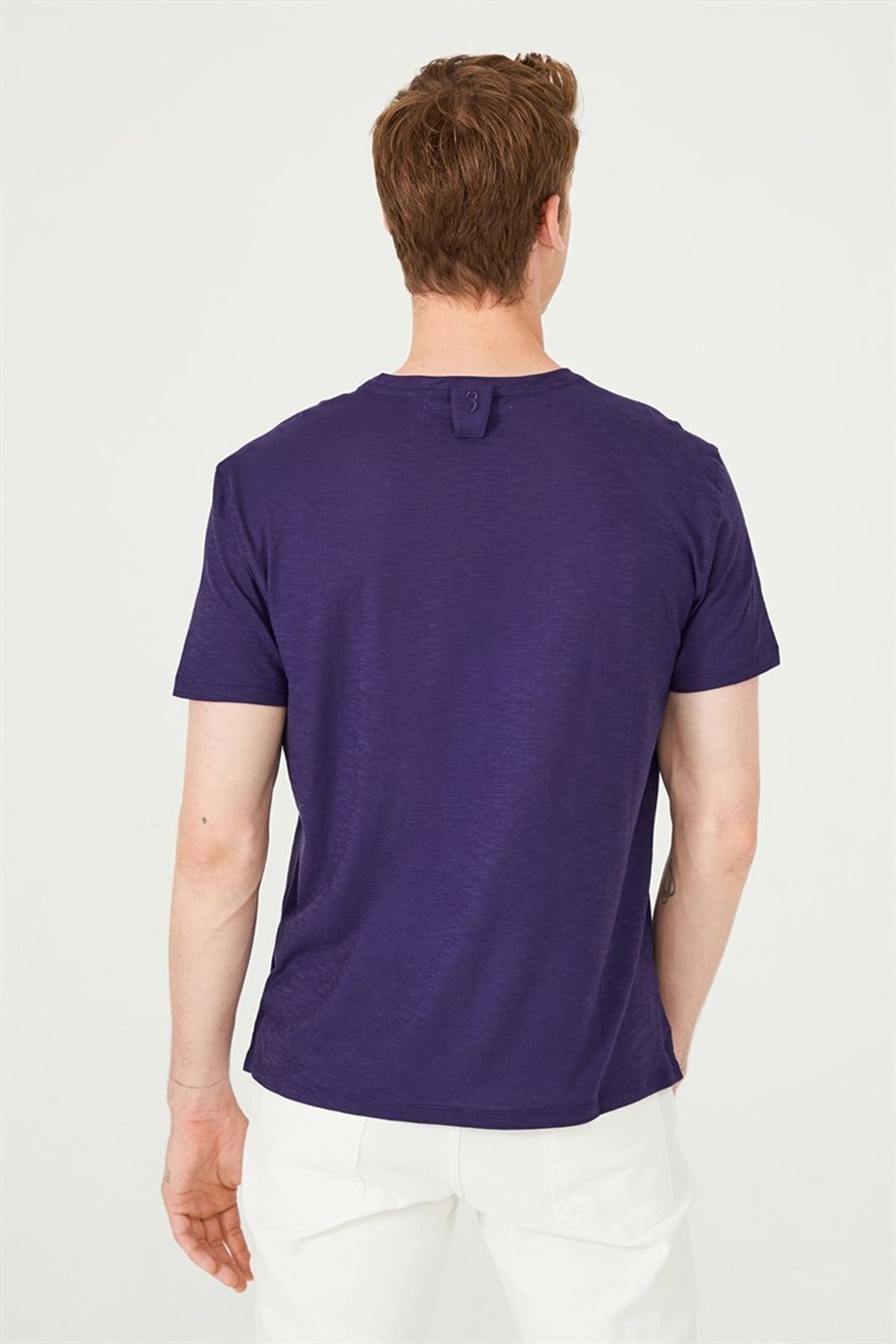 Erkek Bisiklet Yaka Kısa Kollu T-Shirt - 10